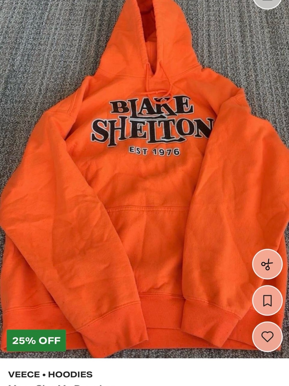 Orange Hoodie Sweatshirt Blake Shelton Orange